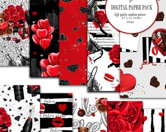 Valentine Paper Pack Cute Paper  Planner Clipart Cute Bear Planer Stickers Red Roses Glitter Love Baloons glitter Backgraund
