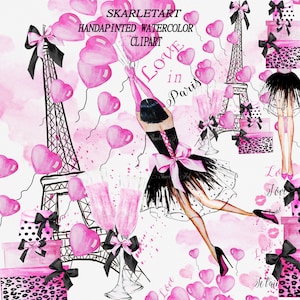 San Valentín imágenes prediseñadas acuarela moda acuarela planificador gráfico chica ilustración planificador cubierta planificador pegatinas planificador Girly suministros DIY