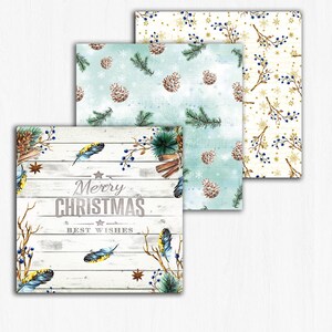 Christmas Paper Pack Christmas Digital Backgrounds Xmas Mint Gold Scrapbook Paper Watercolor Invitation Mint Planner Supplies image 2