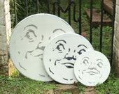 18 Man in the Moon hand painted Wood Sign Annie Sloan Old White Chalk Paint and Black or Grey Acrylics