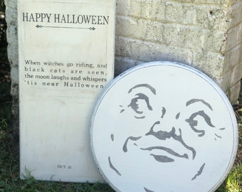 Halloween Sign / Hand painted Sign 12&quot; x 24&quot; / Annie Sloan Old White Chalk Paint and Black Acrylics