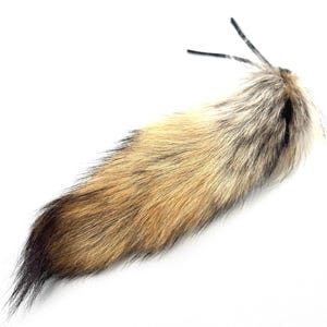 Real Coyote Tail Cat Toy, Natural Fur Bunny Kick Play