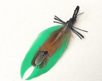 Leather Feather Cicada Toy Attachment, Interactive Wand Accessory, Cat Enrichment Toy