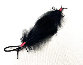 Handmade Lovebug Feather and Leather Cat Teaser Attachment, Natural Cat Toy