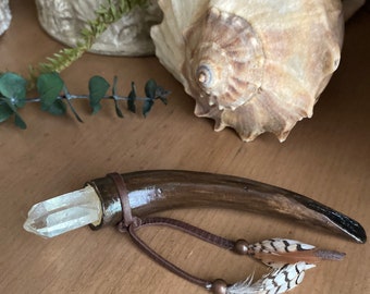 Deer Antler Crystal Point Wand