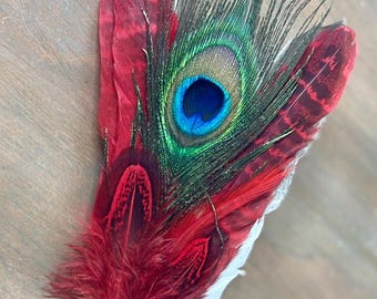 Peacock Feather Cat Teaser Attachment, Natural Feather Wand Refill for Interactive Play