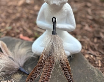 Pheasant Tail Feather Cat Toy Attachment with Fur