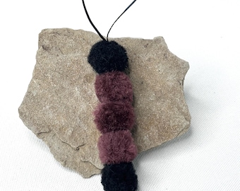 Handmade Woolly Bear Caterpillar Cat Toy, Pom Pom Interactive Play Item