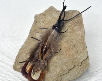 Florida Feather Cockroach Cat Toy, Teaser Wand Attachment, Interactive Play Enrichment, Handmade Prey Toy