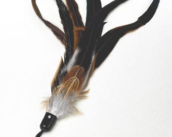 Natural Rooster Tail Feather Cat Wand Attachment, Interactive Prey Teaser Toy