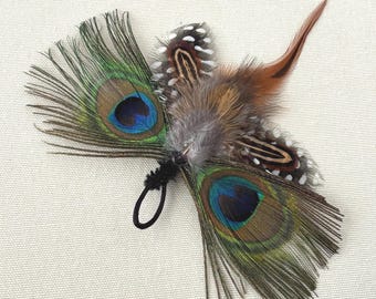 Butterfly Teaser Wand Attachment, Peacock Feather Cat Toy, Handmade Insect Mimic Pet Enrichment