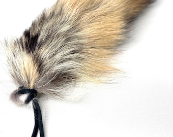 Real Coyote Tail Cat Toy, Natural Fur Bunny Kick Play