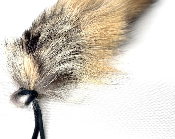 Featured listing image: Real Coyote Tail Cat Toy, Natural Fur Bunny Kick Play