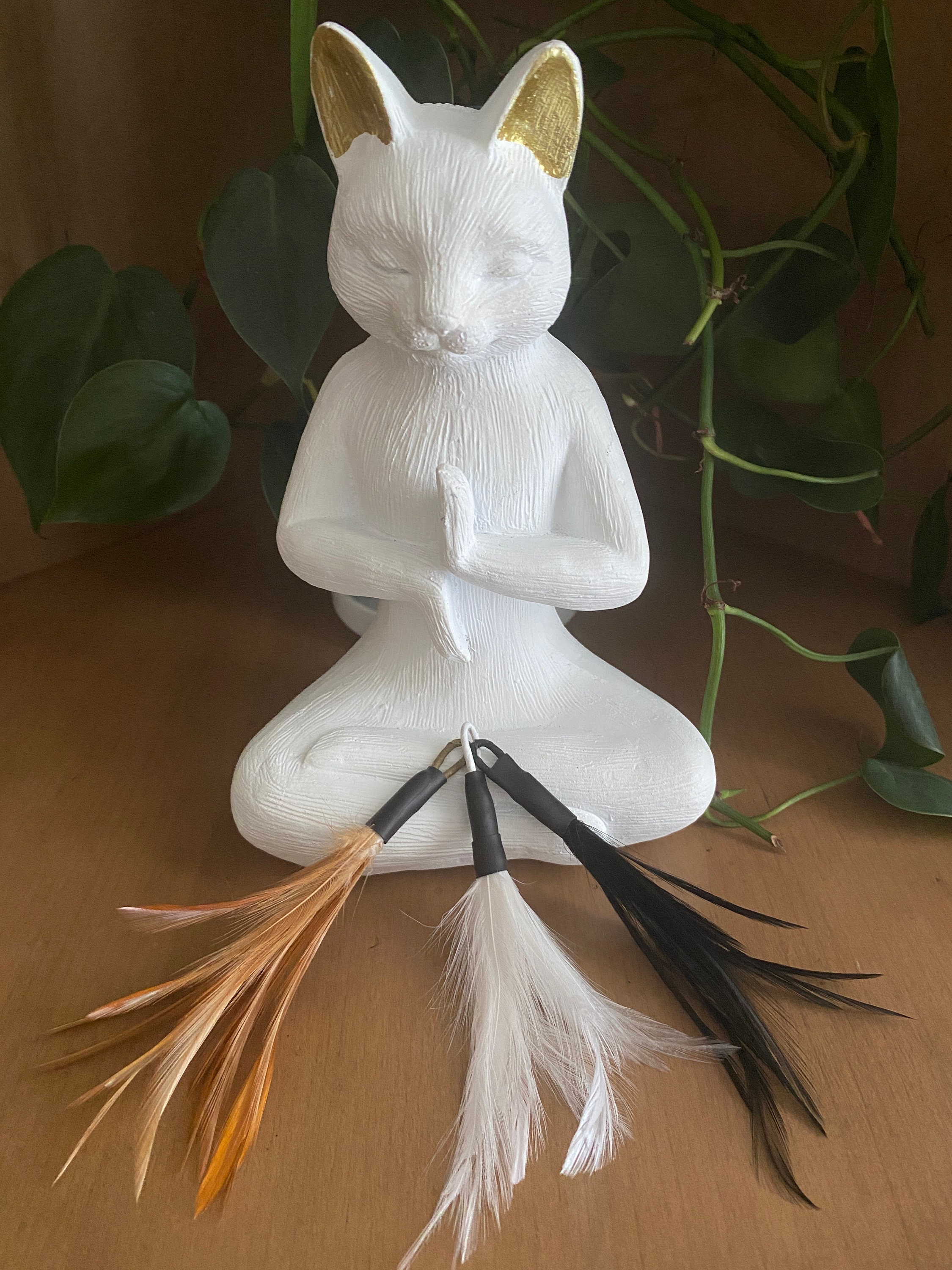 Rooster Feather Cat Teaser Toy Attachment use with wood teaser wand Etsy