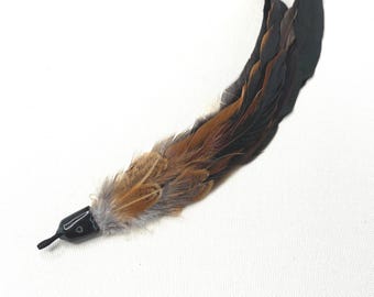 Natural Rooster Tail Feather Cat Wand Attachment, Interactive Prey Teaser Toy