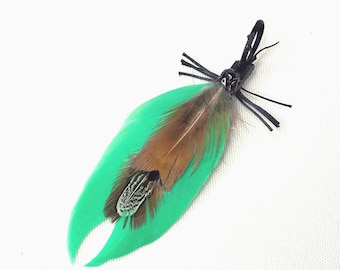 Leather Feather Cicada Toy Attachment, Interactive Wand Accessory, Cat Enrichment Toy