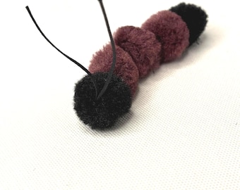 Handmade Woolly Bear Caterpillar Cat Toy, Pom Pom Interactive Play Item