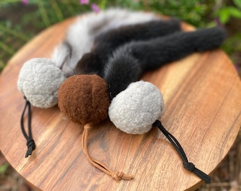 Mink Tail and Felt Ball Chaser Cat Toys