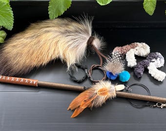 Complete Cat Enrichment Kit | Coyote Tail, Feather Wand, Kicker Toy and Solo Play Bundle