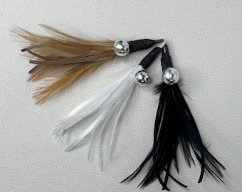 Handmade Rooster Feathers Cat Toy Attachment with Bell, Interactive Wand Refill