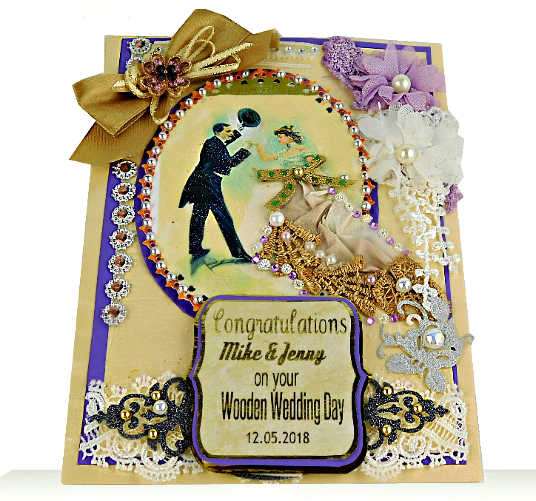 wedding anniversary card. perfect design in noble purple to
