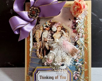 Personalized Thinking of you card.  Luxury  edition card of sending Love, Hope and Support.  Elegant , romantic card in noble purple design.