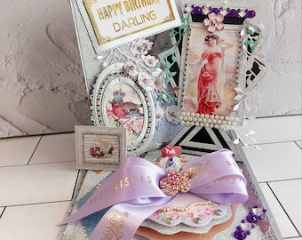 Boutique, personalised Birthday card.  Luxury Card for husband, wife or friend. Mother's Birthday card.  Royal  card for your beloved.