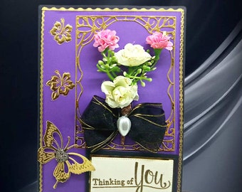 Luxury Compassion card "Thinking of you". Custom, personalized card of support for loss of Mother, Father, Husband, Family member.