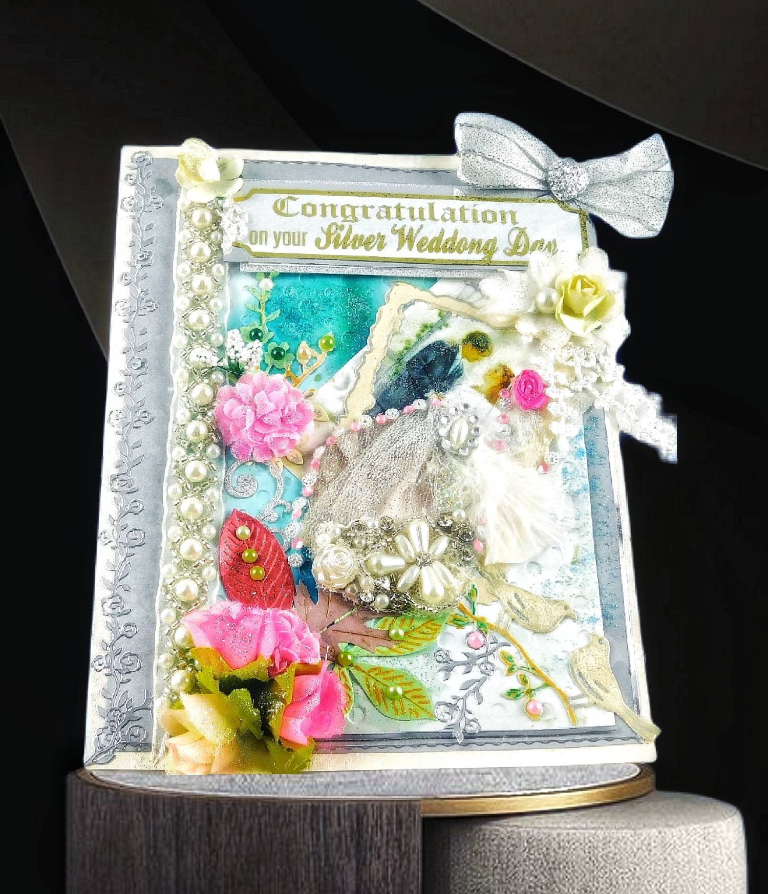 silver anniversary card for parents couple friends