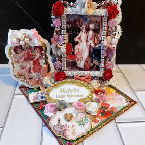 Personalisierte, viktorianische Liebeskarte. Fröhlichen Valentinstag. Luxus Geburtstagskarte, Jubiläumsgeschenk.  Elegantes Geschenk für Paar, Eltern, Frau.