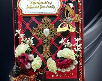 Elegant Sorrow card for loss of family member. Custom, Personalized Sympathy card. Heartfelt Christian Condolences card , BodoArt design.