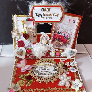 Luxus, personalisierte, Liebeskarte ""Your heart is my home for ever""." Valentinstag Geschenk. Geburtstagskarte. Jubiläum. Boxed Custom, Staffeleikarte.