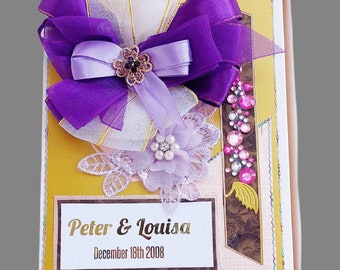 Personalized Wedding Gift Box in purple and gold.  Anniversary gift Box . Luxury gift for couple, friends, parents. Ellegant Birthday gift.