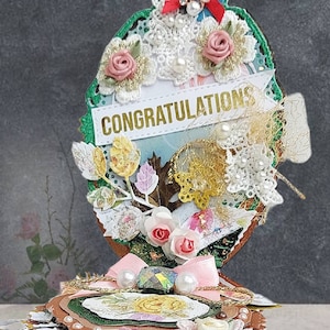 Personalisierte, handgemachte Glückwunschkarte.  Luxus besondere Tageskarte - Abschlussfeier, Hochzeit, Schwangerschaft, Jubiläum Grretings. Ovale Karte.