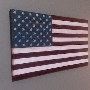Large Distressed Wood American Flag-Hand Painted-Made to Order-Rustic-Patriotic-USA-Antique-Wall Decor-United States-Stars and Stripes