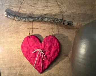 Primitive Heart Peg Hanger Homestead  Door Keep Wreath Make Do Valentine's Day