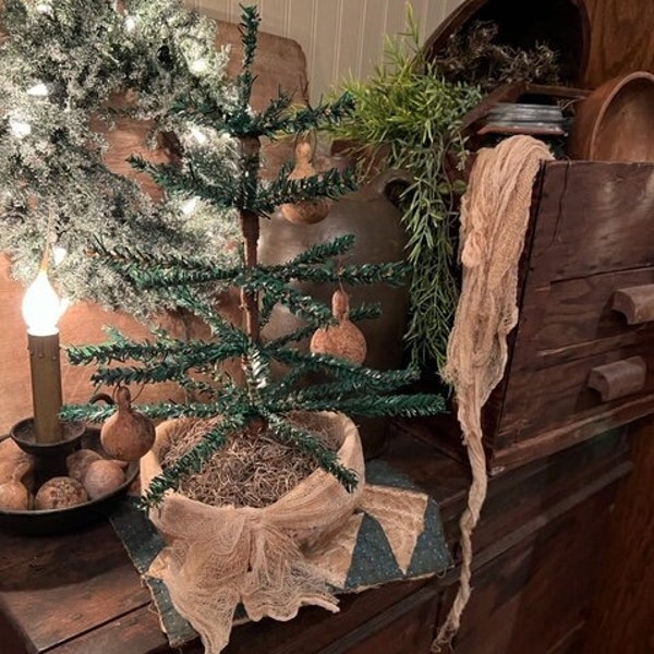 Primitive Make Do Tree Gourd Bowl Spinner Ornaments Early Look Cupboard Tuck Homestead Christmas #B