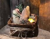 Primitive Grubby Easter Eggs Homestead Cupboard Tuck Old Wooden Strawberry Pint Berry Basket Pantry Gathering Farmhouse Cottage