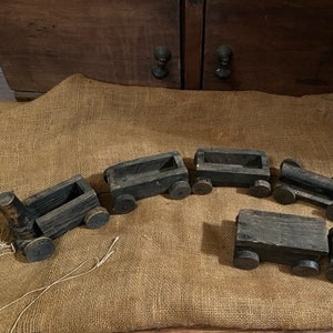 Primitive Christmas Old Wooden Train Toy Early Homestead Great Christmas Display Piece