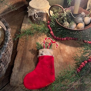 Primitive Grubby Santa Stocking Peg Hanger Christmas Bowl Filler Prim Candy Canes Farmhouse Style#1