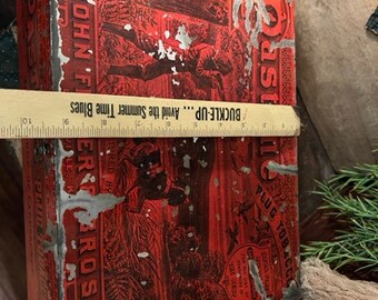 Primitive OLD Metal Pastime Plug Tobacco, John Finzer & Bros. Louisville KY  Antique Advertising Tin Box Homestead Early Look