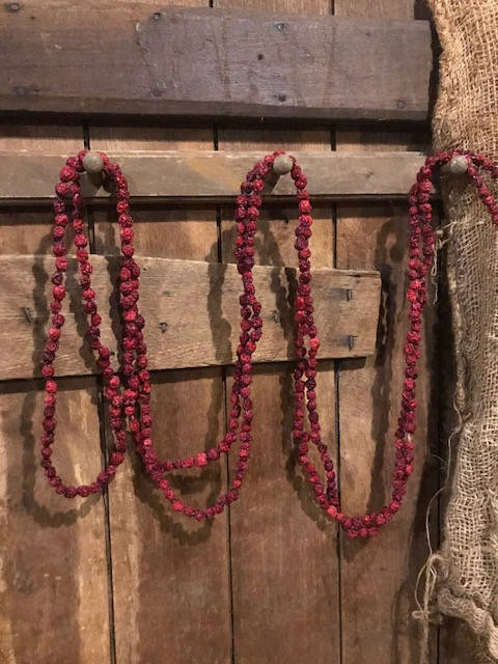 Primitive Dried Cranberry Garland Early Look RED Cranberries | Etsy