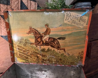 pastime plug tobacco tin Primitive OLD Metal Pastime Plug Tobacco, John Finzer & Bros. Louisville KY  Antique Advertising Tin Box Homestead Early Look