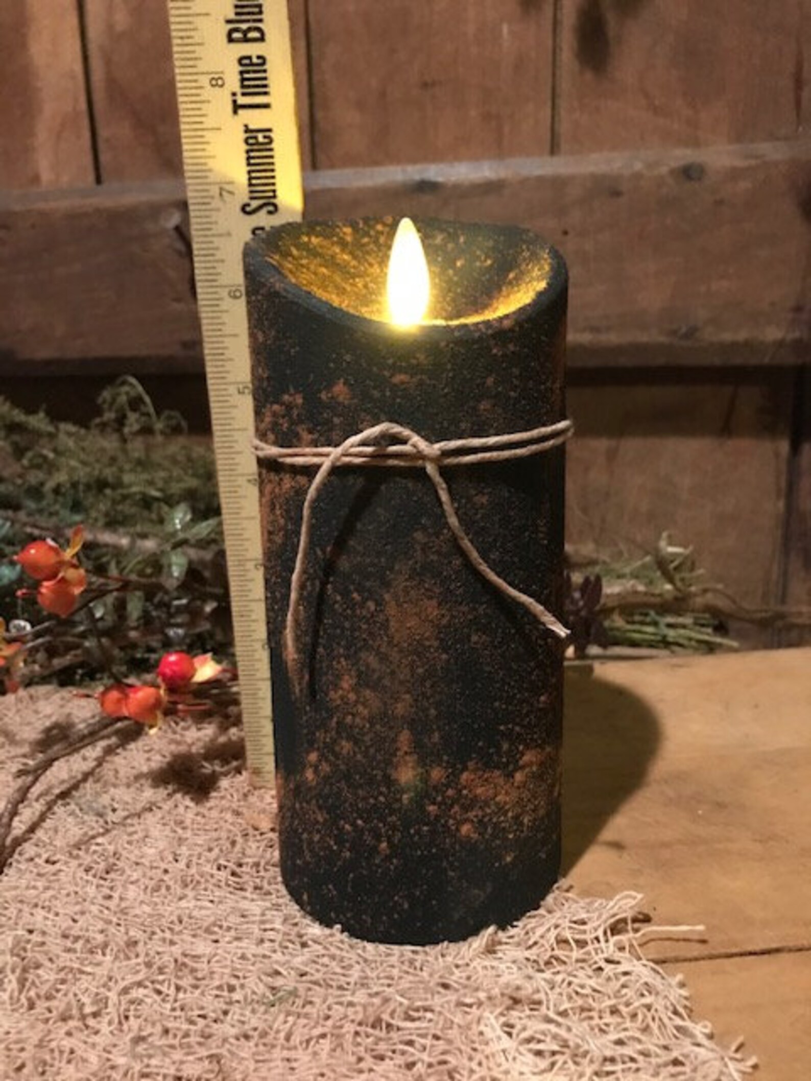 Primitive Grubby TIMER Candle Real Flame Look Candle Early Etsy