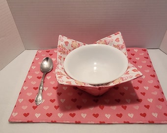 Valentine Gnomes placemats and Cozies for two