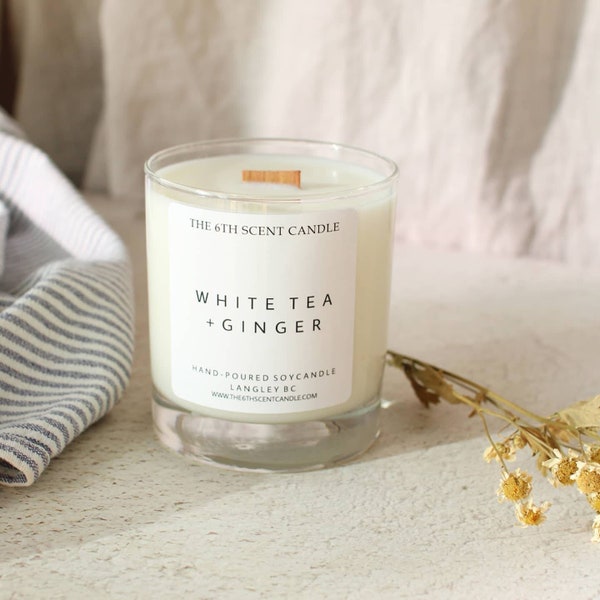 White Tea + Ginger Scented Candle | Scented Soy Candle | Spring Candle | Home Decor | Clean Burning