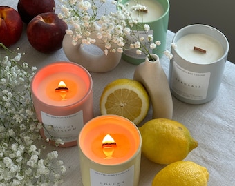 OFERTA ESPECIAL / Colección de Verano / Vela aromática / Limonada de sandía / Arena dorada / Hierba marina / Mecha de madera