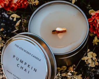 Pumpkin Chai Scented Candle | Glass Jar | Travel Tin | Fall Candle | Pumpkin |Home Decor