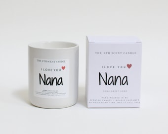 Te amo Nana / Canela + Nuez Moscada + Rosa / Vela de soja perfumada / Decoración minimalista para el hogar / No tóxica / Vertida a mano
