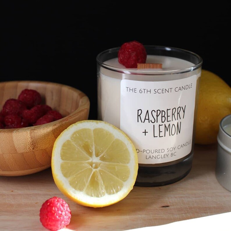 Raspberry Lemon Scented Candle Citrus Candle Scented Soy Etsy